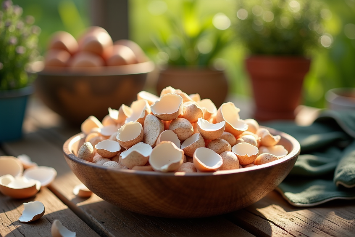 Bol en bois avec coquilles d