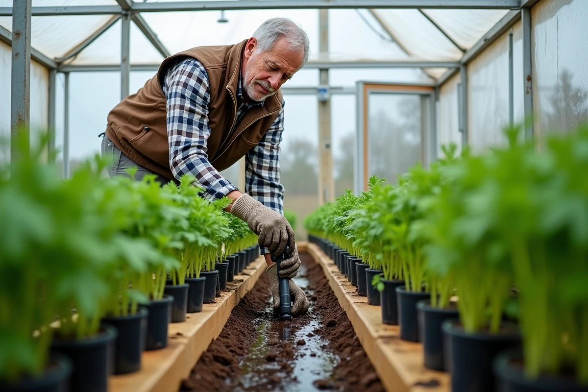 Homme ajustant un système d