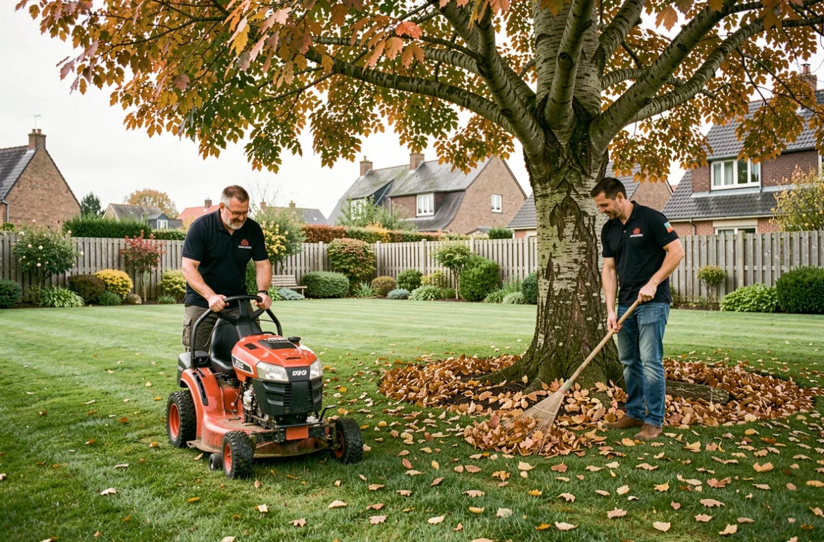 Deux jardiniers du réseau Millepatte travaillant ensemble dans un grand jardin des Yvelines